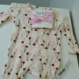 Nicole Miller Cream and Pink Heart Kids Footie